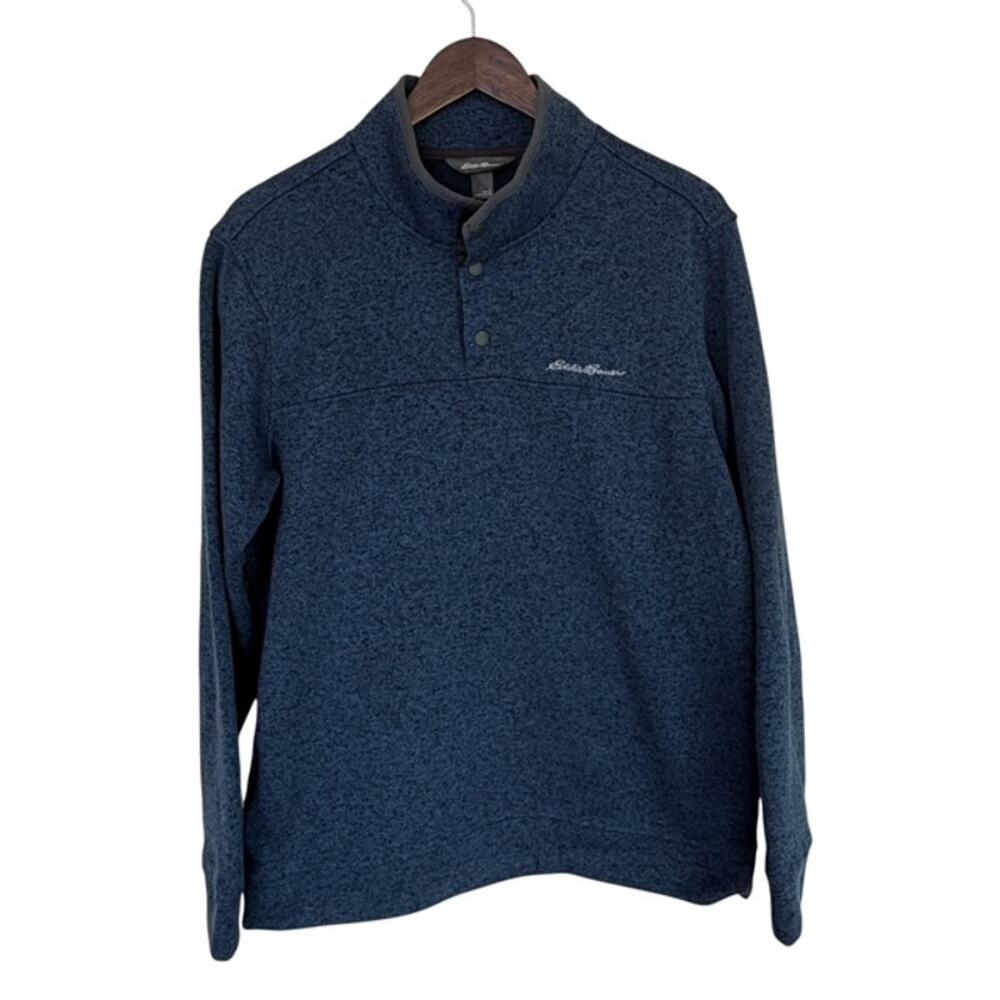 Eddie Bauer Men's Blue Pullover with 3 Snaps - Large